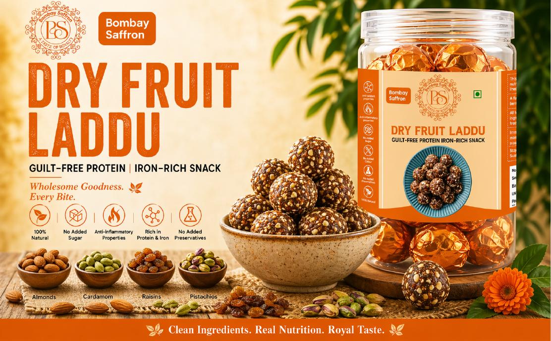 Dry Fruit Laddu product and ingredient creative
